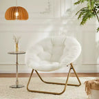 Zeus & Ruta Comfortable Faux Fur Disc Accent Chair - Adult-Size for Bedroom & Living Room