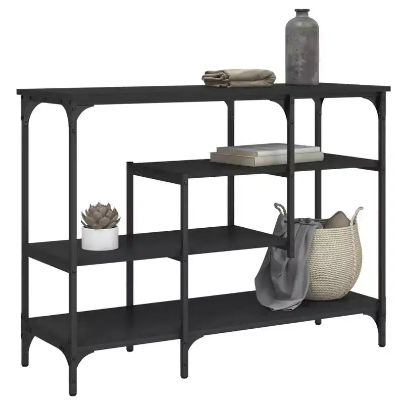vidaXL Console Table Black Engineered wood, metal Narrow Adjustable Feet
