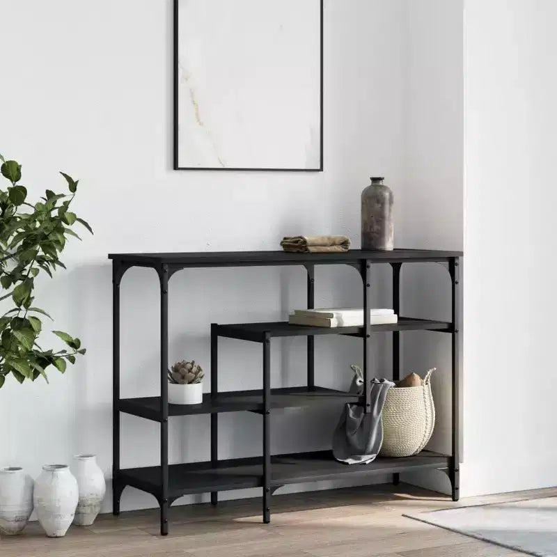 vidaXL Console Table Black Engineered wood, metal Narrow Adjustable Feet