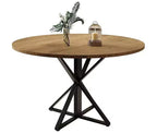 Table de salle à manger ronde de 119 cm pour 4 personnes, table de dîner circulaire en bois, piédestal en métal robuste et plateau de table en 4 parties, tables de cuisine rondes à piédestal
