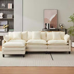 Sofa, 112 Modular L-Shaped Cloud Couch  Plush Chenille/Corduroy Fabric Deep Seat with Ottoman & Side Pockets for Living Room/Bedroom