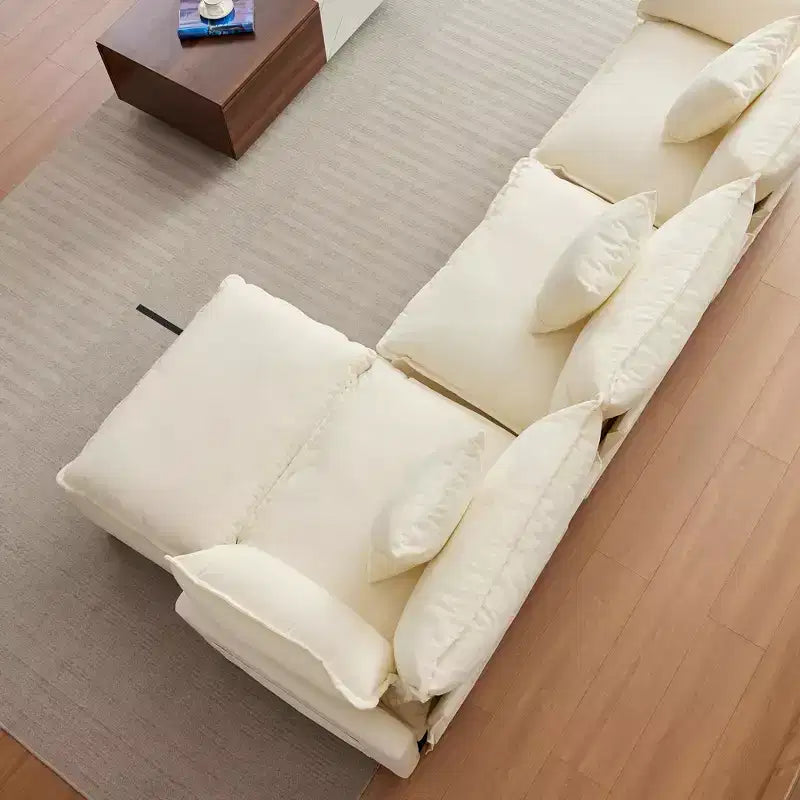 Sofa, 112 Modular L-Shaped Cloud Couch  Plush Chenille/Corduroy Fabric Deep Seat with Ottoman & Side Pockets for Living Room/Bedroom