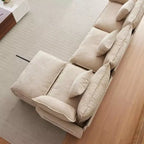 Sofa, 112 Modular L-Shaped Cloud Couch  Plush Chenille/Corduroy Fabric Deep Seat with Ottoman & Side Pockets for Living Room/Bedroom