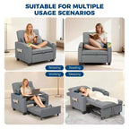 3-in-1 USB-Massage Convertible Sofa Bed, 110-180 Recliner, Cup Holders, Side Pockets, 380 lbs, 4-Step FlipDorm & Guest Ready