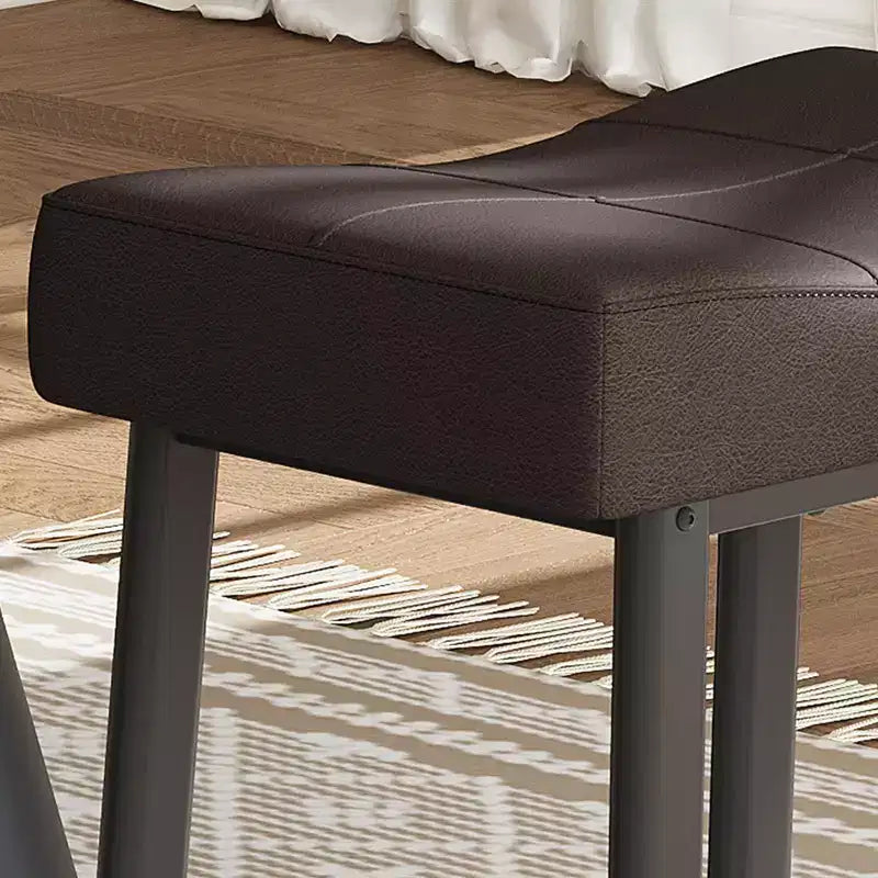 Counter Height Bar Stools Set of 2,PU Leather Barstools with Heavy Duty Metal Legs, Thick Saddle Seats Breakfast Stools