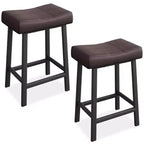 Counter Height Bar Stools Set of 2,PU Leather Barstools with Heavy Duty Metal Legs, Thick Saddle Seats Breakfast Stools