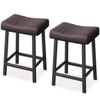 Counter Height Bar Stools Set of 2,PU Leather Barstools with Heavy Duty Metal Legs, Thick Saddle Seats Breakfast Stools