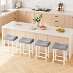 Counter Height Bar Stools Set of 2,PU Leather Barstools with Heavy Duty Metal Legs, Thick Saddle Seats Breakfast Stools