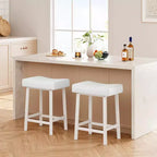 Counter Height Bar Stools Set of 2,PU Leather Barstools with Heavy Duty Metal Legs, Thick Saddle Seats Breakfast Stools