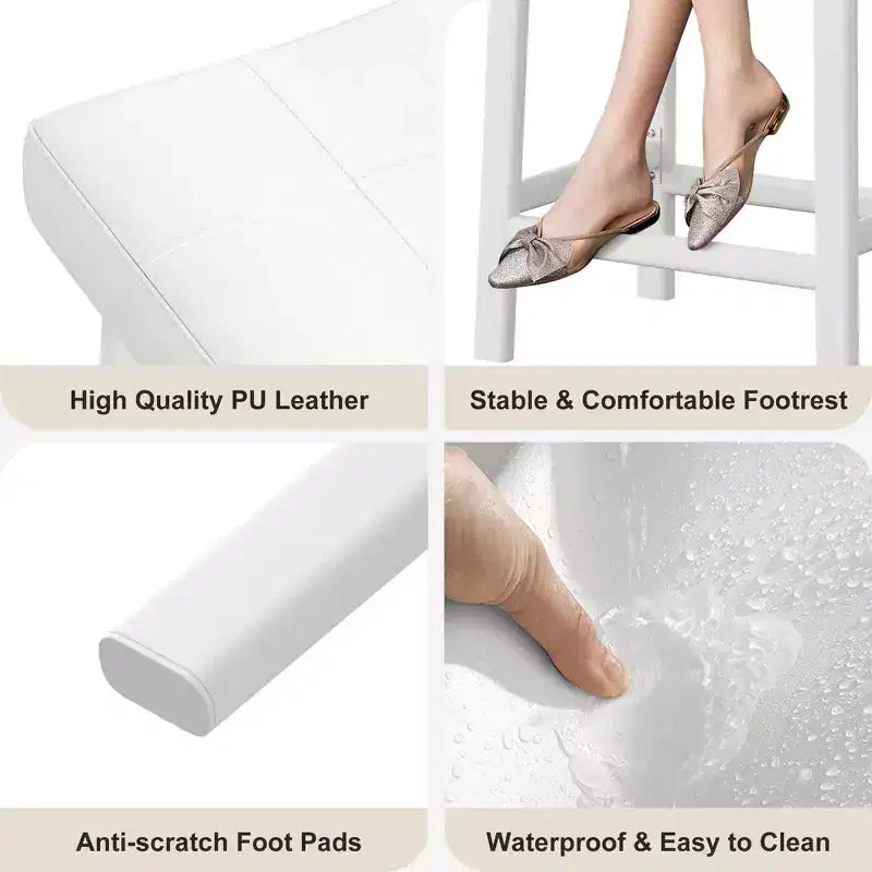 Counter Height Bar Stools Set of 2,PU Leather Barstools with Heavy Duty Metal Legs, Thick Saddle Seats Breakfast Stools