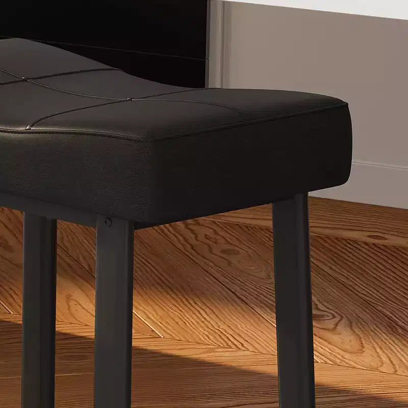 Counter Height Bar Stools Set of 2,PU Leather Barstools with Heavy Duty Metal Legs, Thick Saddle Seats Breakfast Stools