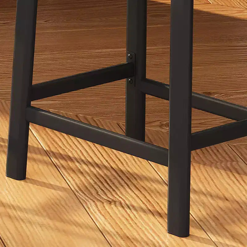 Counter Height Bar Stools Set of 2,PU Leather Barstools with Heavy Duty Metal Legs, Thick Saddle Seats Breakfast Stools