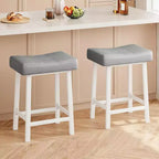 Counter Height Bar Stools Set of 2,PU Leather Barstools with Heavy Duty Metal Legs, Thick Saddle Seats Breakfast Stools