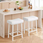 Counter Height Bar Stools Set of 2,PU Leather Barstools with Heavy Duty Metal Legs, Thick Saddle Seats Breakfast Stools