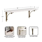 Kate and Laurel Hatley Marble Wall Shelf, White and Gold, 20