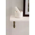 Kate and Laurel Hatley Marble Wall Shelf, White and Gold, 20