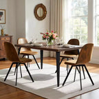 FurnitureR Modern 5-Piece Dining Set with 62.9 MDF Table & 360 Swivel Upholstered Chairs, Stable Metal Legs, Kitchen & Dining Room Furniture