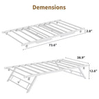 Stand Up Trundle Day Bed, Pop Up Trundle, Twin Trundle Bed Frame Only, Metal Slats Support with Lockable Casters, Noise-Free Design, White