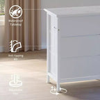 COZONY 70 Black Dresser with 13 Fabric Drawers & LED Lights, Wide TV Stand Chest with Metal Frame for Bedroom & Living Room