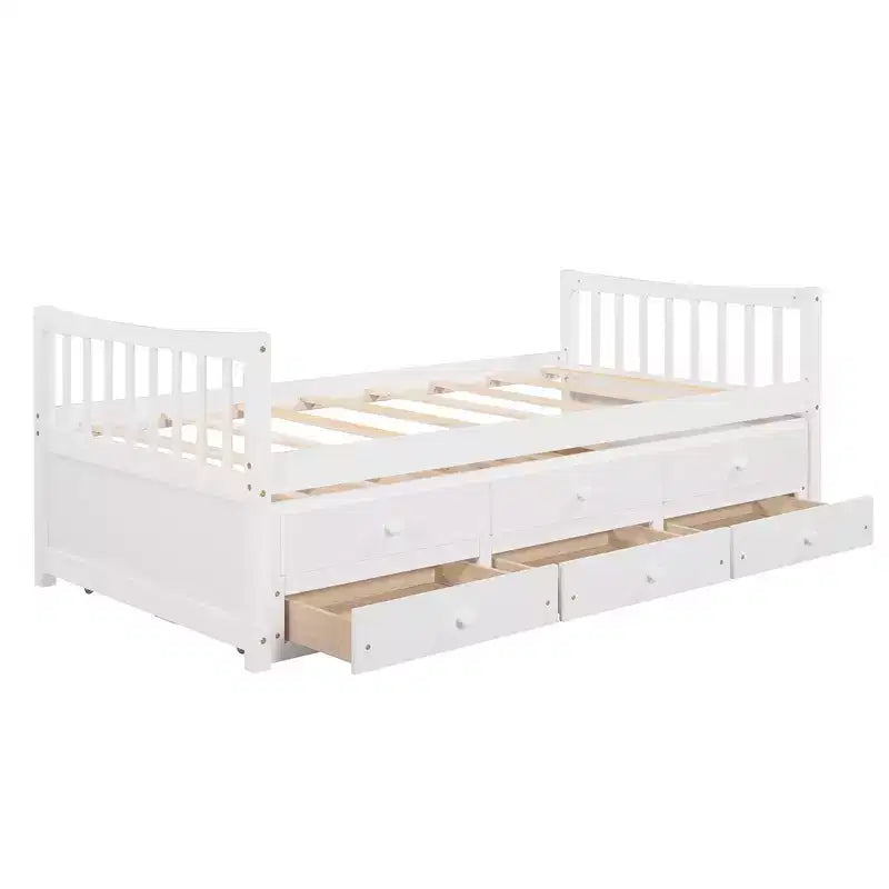 Polibi Full & Twin Daybed with Trundle and Storage Drawers