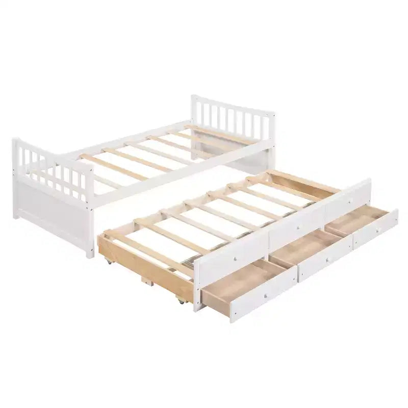 Polibi Full & Twin Daybed with Trundle and Storage Drawers
