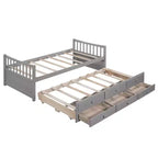 Polibi Full & Twin Daybed with Trundle and Storage Drawers