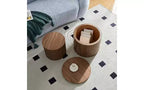 TUYOHW Modern 2-Piece Nesting Side Table Set, Waterproof Round Small Coffee Tables, No-Assembly End Tables for Living Room, Bedroom Nightstand