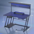 Besiost Gaming Desk with Charging Station, Computer Desk with Hutch and Pegboard