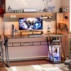 Besiost Gaming Desk with Charging Station, Computer Desk with Hutch and Pegboard