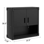 Steel Wall Cabinet with Lock - Heavy Duty Garage Wall Mount Storage Organiser with Shelves, Metal Hanging Cabinet