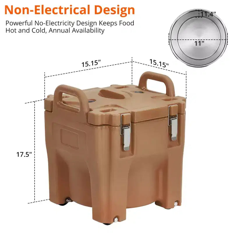 COZONY Insulated Food Pan Carrier with Spoon, 20L Capacity Top Load Wheel Side Lock Stainless Steel for Catering Restaurant