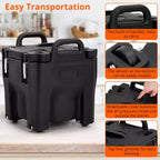 COZONY Insulated Food Pan Carrier with Spoon, 20L Capacity Top Load Wheel Side Lock Stainless Steel for Catering Restaurant