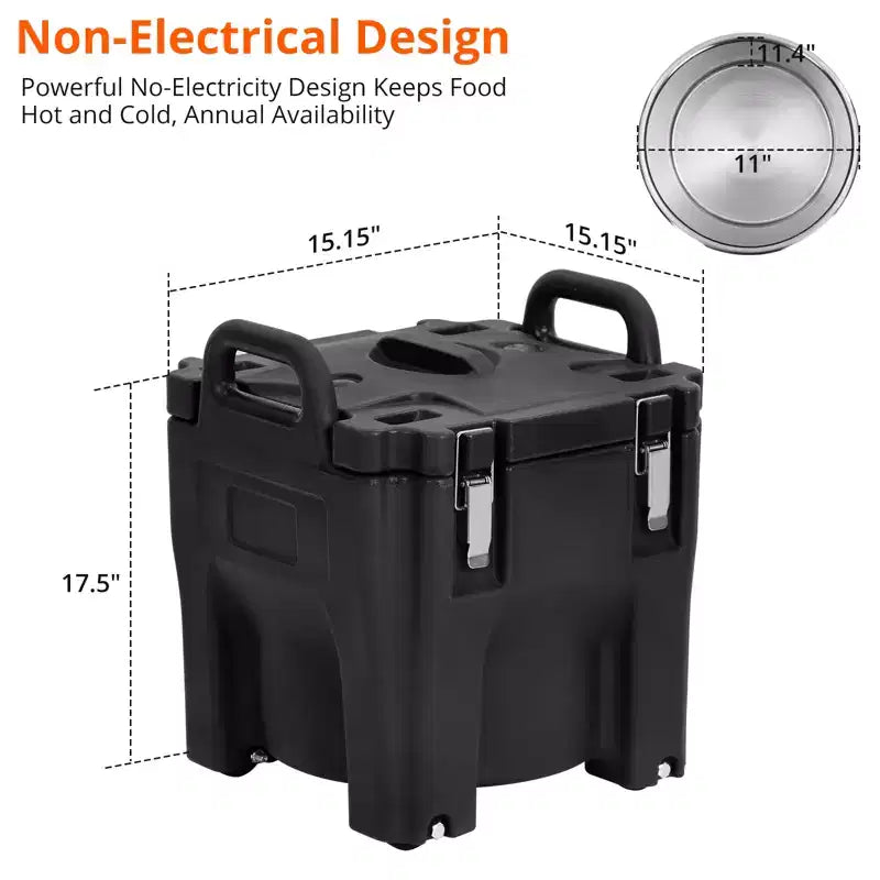 COZONY Insulated Food Pan Carrier with Spoon, 20L Capacity Top Load Wheel Side Lock Stainless Steel for Catering Restaurant