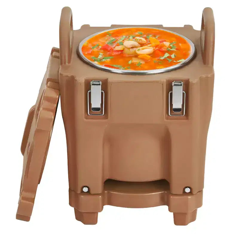 COZONY Insulated Food Pan Carrier with Spoon, 20L Capacity Top Load Wheel Side Lock Stainless Steel for Catering Restaurant