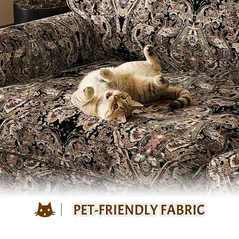 MAYEERTY 74 Luxuriously Comfortable 3 Seater Cloud Couch, Oxford Fabric Sofa with Rolled Arms & Pleated Skirt Design Black Floral