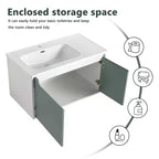 Modern Wall Mounted Bathroom Vanities With Sink Combo, Floating Bathroom Vanity Cabinet, Small Apartment Bathroom Furniture Mint Green
