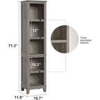 Narrow 5-layer Corner Bookshelf, Living Room Country-style Bookshelf with Wooden Legs, Grey, Suitable for Living Room and Bedroom, Space-saving