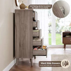 Fluted Dresser for Bedroom with 5 Deep Drawers, 47.2 in Tall Chest of Drawers, Curved Profile Design, Modern Wooden Dresser for Living Room Hallway