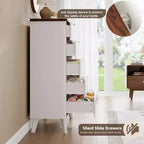 Fluted Dresser for Bedroom with 5 Deep Drawers, 47.2 in Tall Chest of Drawers, Curved Profile Design, Modern Wooden Dresser for Living Room Hallway