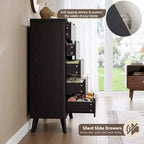 Fluted Dresser for Bedroom with 5 Deep Drawers, 47.2 in Tall Chest of Drawers, Curved Profile Design, Modern Wooden Dresser for Living Room Hallway