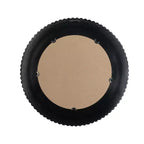 26.5 Inch Round Black and Gold Wooden Wall Mirror with Woven Texture