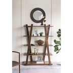 26.5 Inch Round Black and Gold Wooden Wall Mirror with Woven Texture