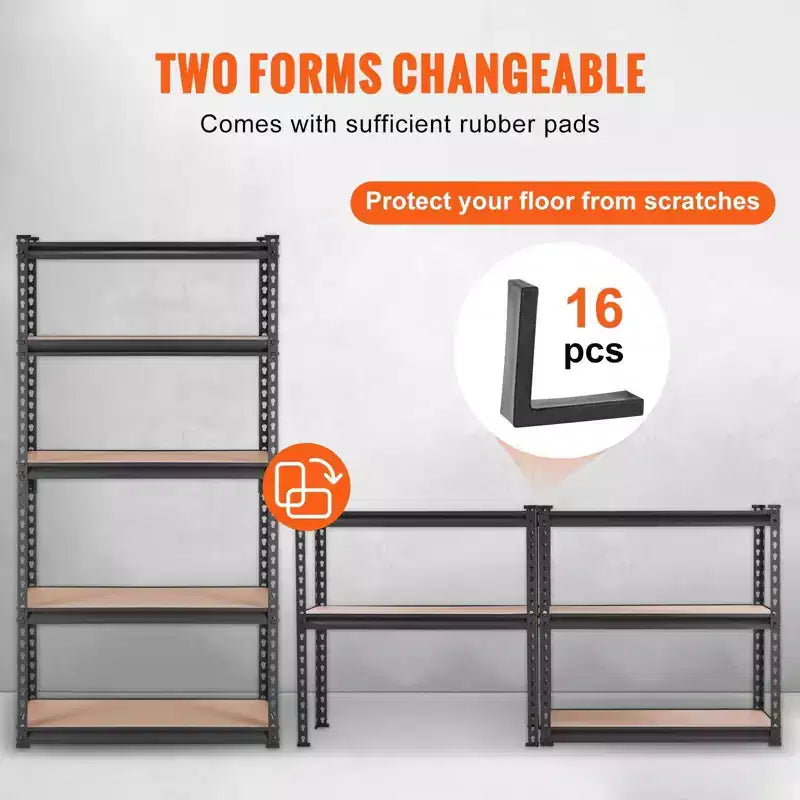 VIYET 5-Tier Adjustable Storage Shelving Unit, 2000LBS Total Capacity Heavy-Duty Metal Rack, 30L12W60H for Garage/Kitchen/Pantry/Basement (Black)