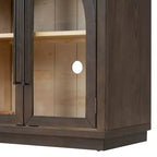 Clihome 4-Door Large Storage Sideboard Buffet Cabinet with Glass Doors,Arched Cabinet with Adjustable Shelves for Kitchen, Dining Room and Living Room
