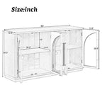 Clihome 4-Door Large Storage Sideboard Buffet Cabinet with Glass Doors,Arched Cabinet with Adjustable Shelves for Kitchen, Dining Room and Living Room
