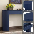 Clihome Entryway Table with Fluted Design, Modern Console Table with Storage, Oval Top and 2 Drawers for Entryway and Living Room
