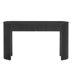 Clihome Entryway Table with Fluted Design, Modern Console Table with Storage, Oval Top and 2 Drawers for Entryway and Living Room