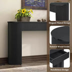 Clihome Entryway Table with Fluted Design, Modern Console Table with Storage, Oval Top and 2 Drawers for Entryway and Living Room