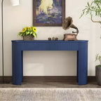 Clihome Entryway Table with Fluted Design, Modern Console Table with Storage, Oval Top and 2 Drawers for Entryway and Living Room