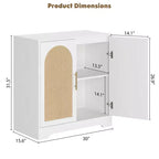 Modern Sideboard Buffet Cabinet with 2 Rattan Doors  Credenza Storage Console Table, Coffee Bar Cabinet for Living Room, Hallway & Entryway